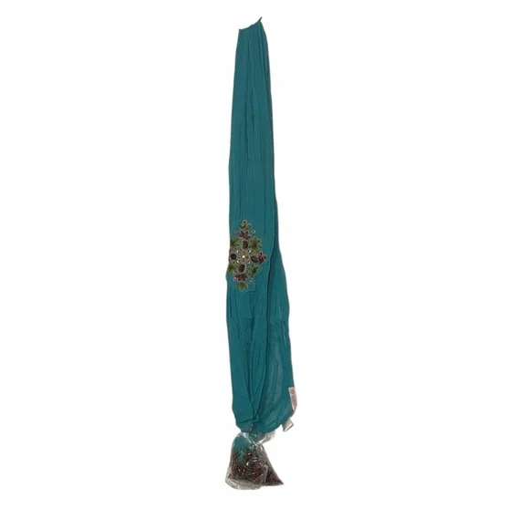Gold Hawk Silk Beaded Scarf